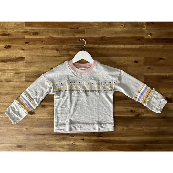 NWT Matilda Jane Just Imagine Glittery French Gray Knit Terry Fair Isle Top 6 - Picture 2 of 9